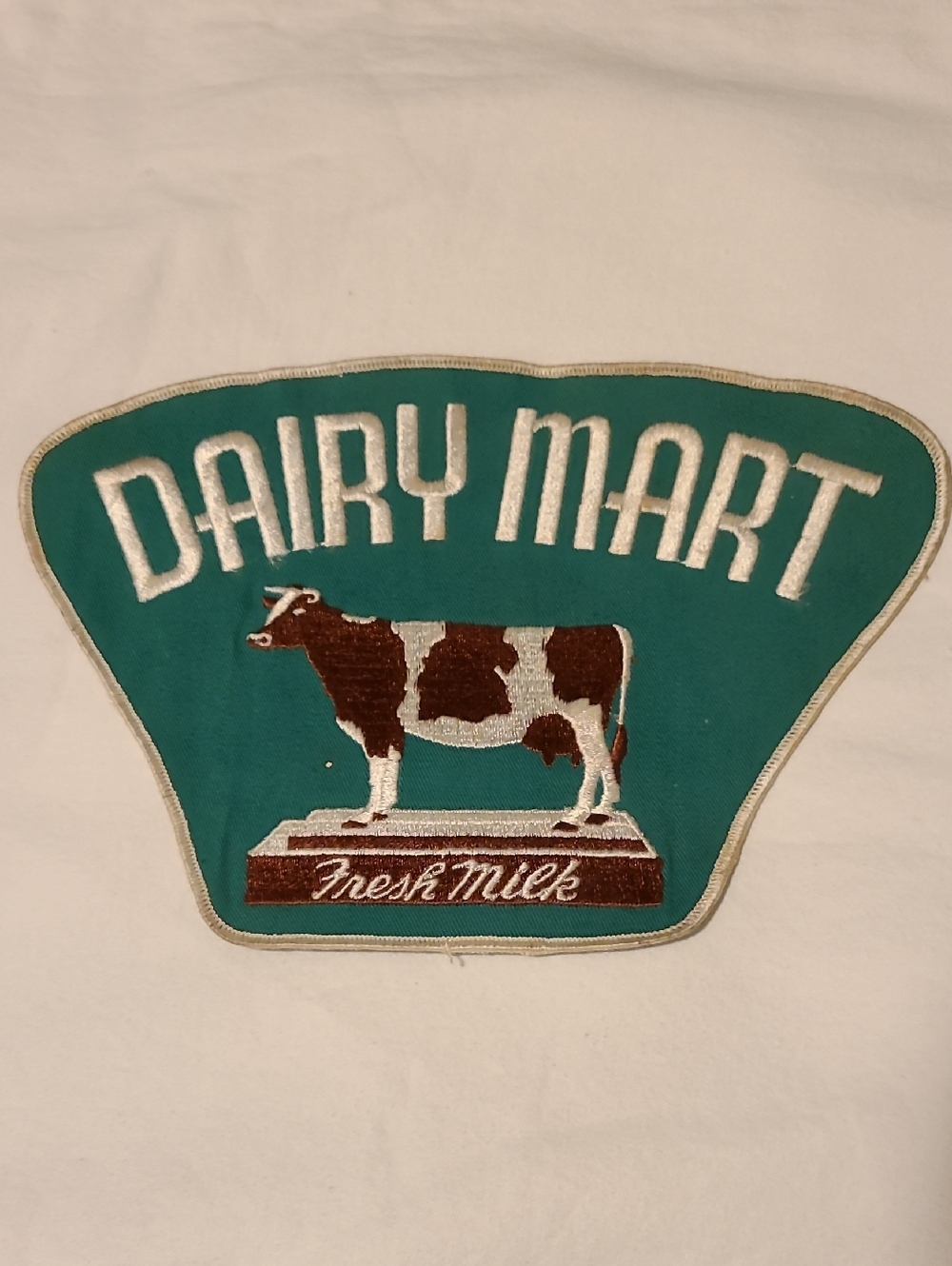 Dairy Mart Patch Fresh Milk Cow Green Brown White